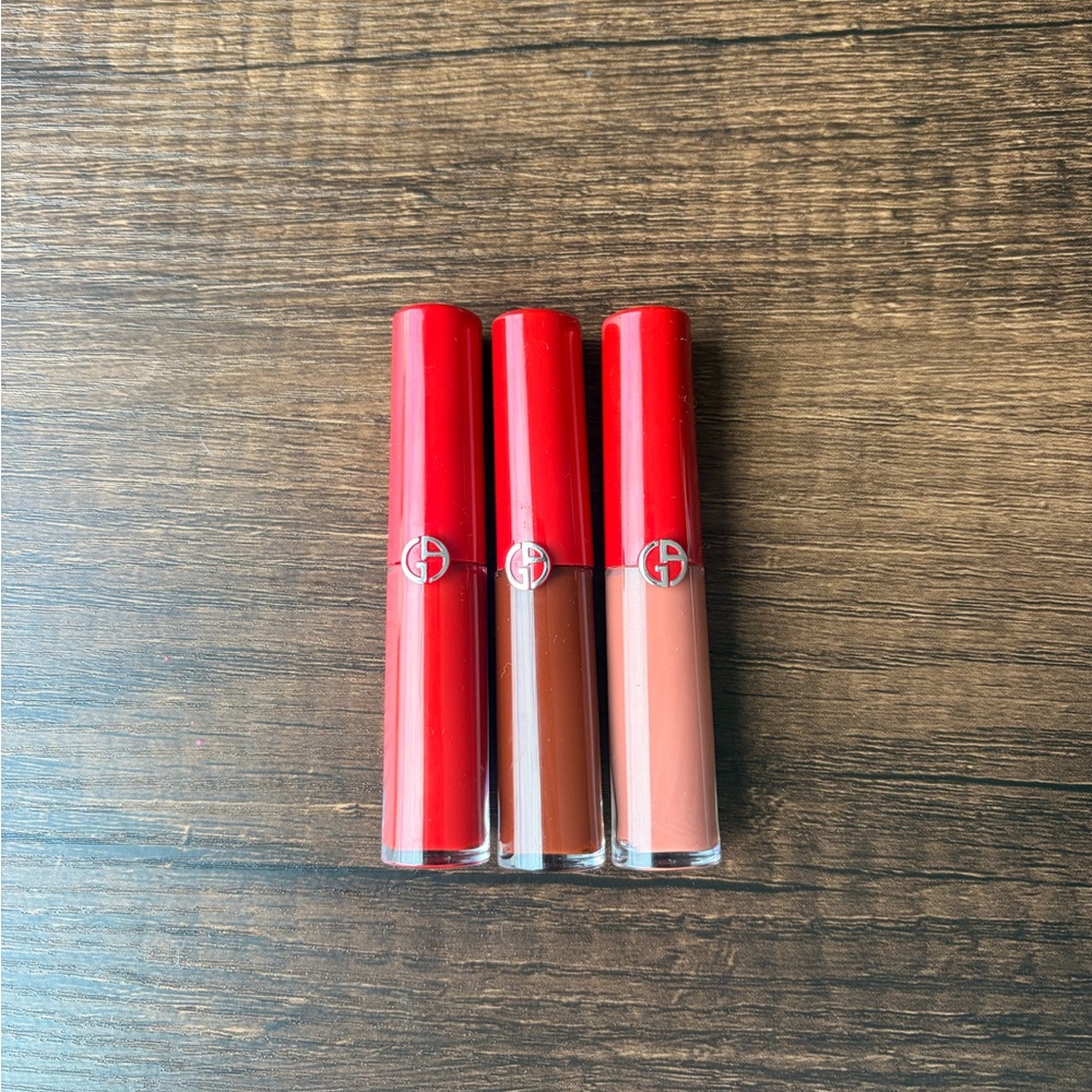 Giorgio Armani Liquid Lip Maestro Trio in Red, Brown, Nude